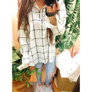 NEW Vintage beachy plaid boyfriend button down 🍃